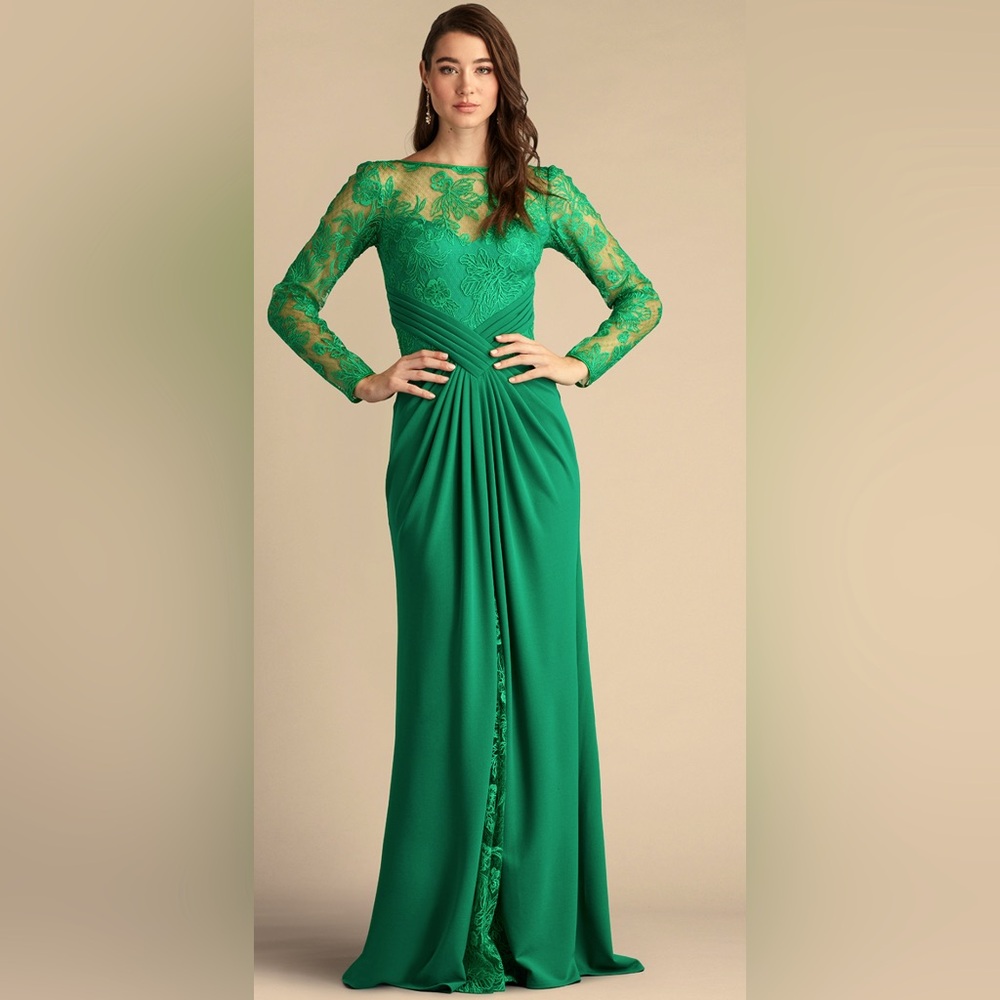 Tadashi Shoji Green Lace Maxi Dress